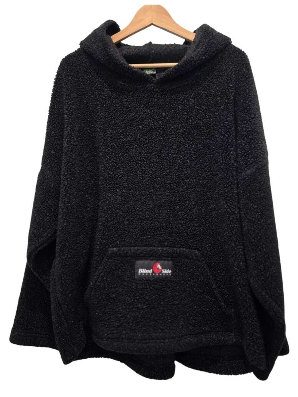 Vtg Blind Side Wakeboards x Mambosok Black Hooded Sherpa Pullover Sz Bigger (XL)